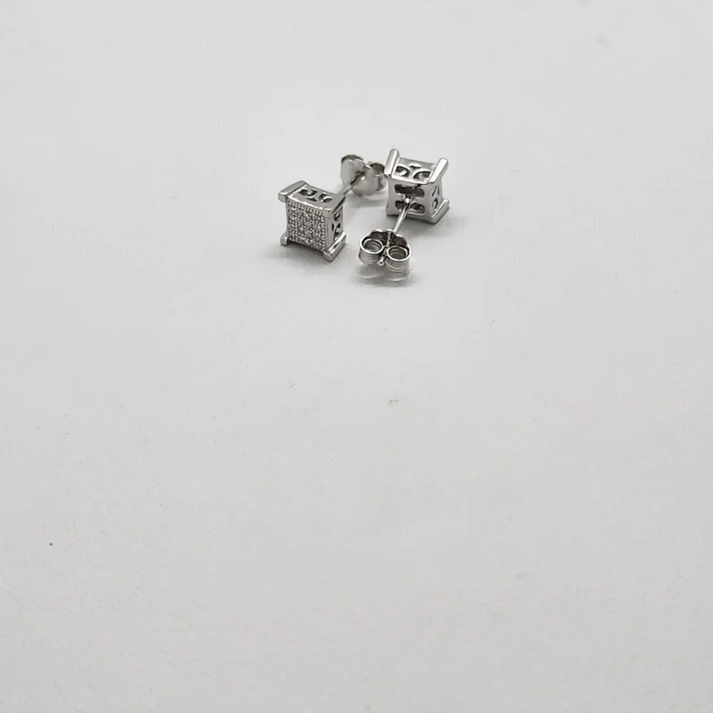 Brand New Sterling Silver 925 Square Cz Earrings